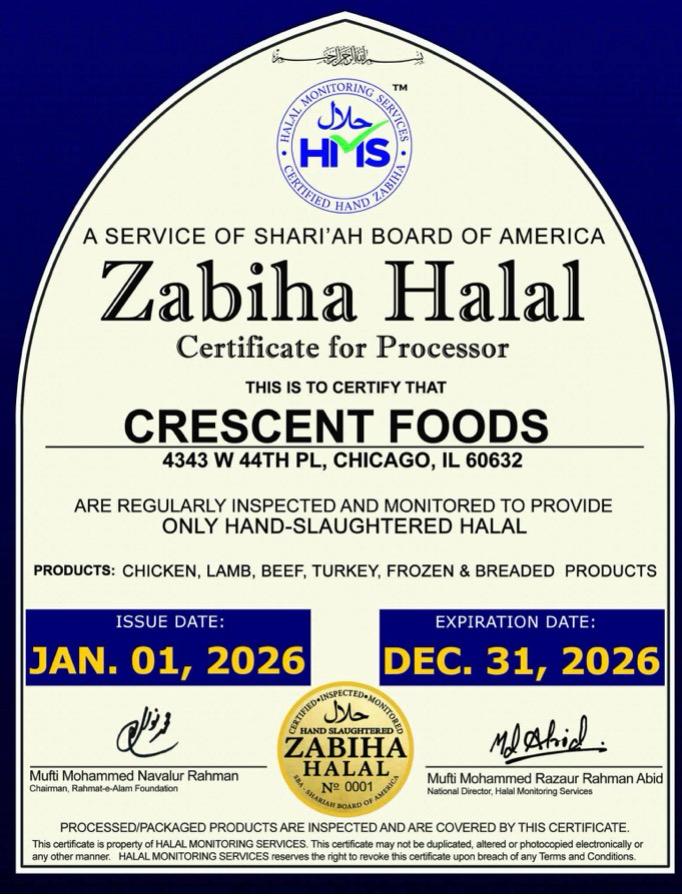 Zabiha Halal Certificate